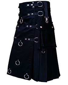 Black Long Fashion Utility Kilt