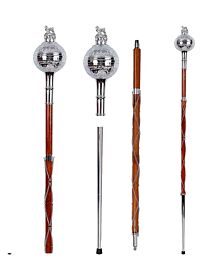 Chrome Head With Gold Irish Harp Major Mace Stave & Stick