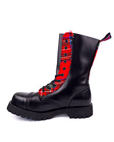 Own Tartan And Black Leather Boots