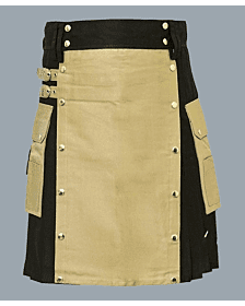Khaki And Black Hybrid Utility Kilt