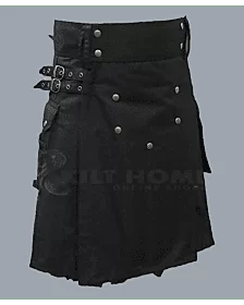 Black scottish hybrid denim kilt