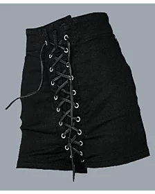 Black Mini Utility Fashion Skirt For Women