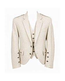 Scottish Wedding Groom Oatmeal Beige Argyle Jacket