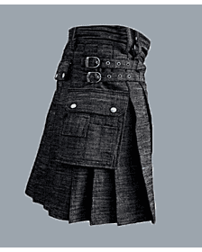 Buy Men Black Denim Kilt