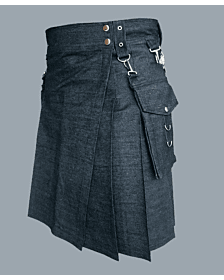 Gray Denim Fashion Kilt For Men