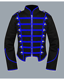 Mens Blue Black Military Marching Band Drummer Jacket