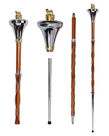 Plain Chrome Flat Head Lion Major Mace Stave & Stick