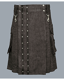 Gray Heavy Denim Kilt For Men