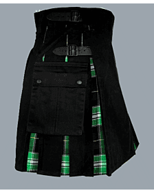 Black And Green Hybrid Kilt With Your Own Tartan,