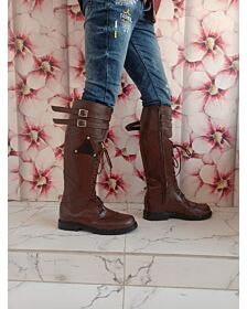 Leather pride long kilt boots