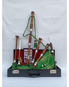 Â Irish National Tartan Natural Finish Bagpipe Set