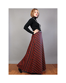 Women Long Tartan Skirt