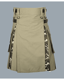Men's Khaki Cotton Utility Hybrid Kilt