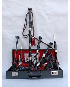 Scottish National Tartan With Black Finish Bagpipe Set