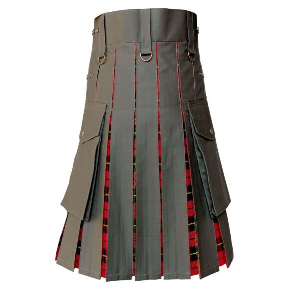 Olive Green Fabric Tartan Utility Kilt