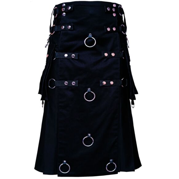Black Long Fashion Utility Kilt