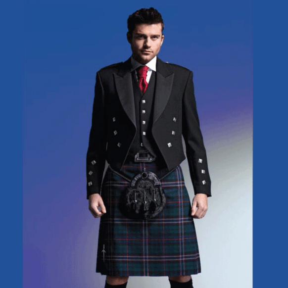 Scottish National Tartan Kilt Prince Charlie Outfit