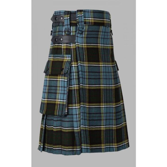 Anderson tartan utility kilt with pockets