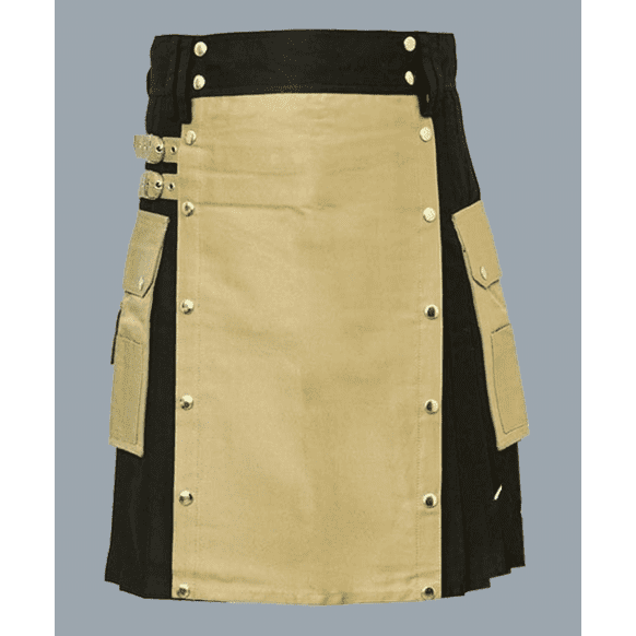 Khaki And Black Hybrid Utility Kilt