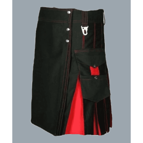 Black And Red Men Hybrid Kilt