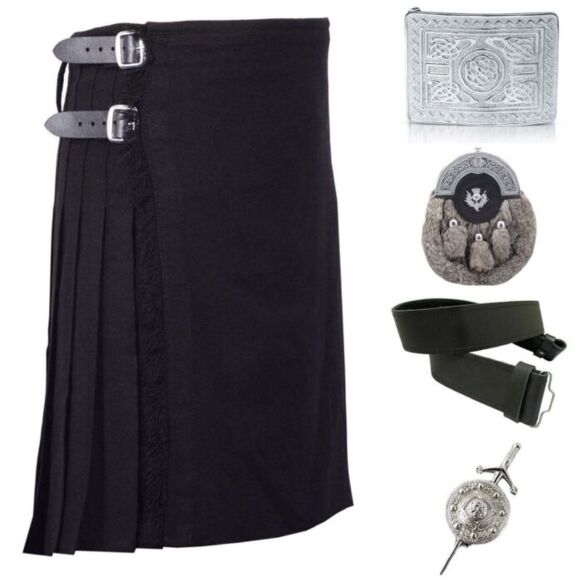 Plain Black Tartan Kilt Deal