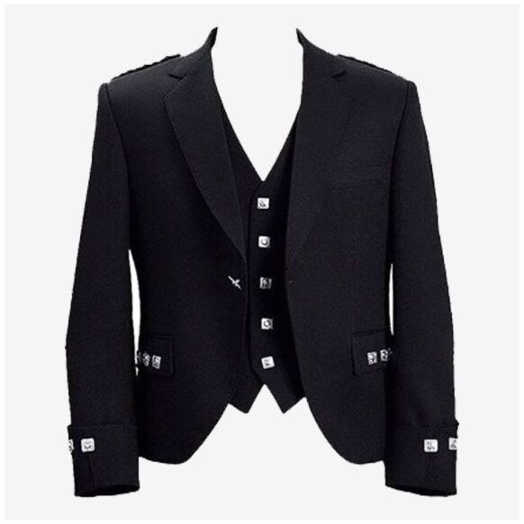 New Black Argyle Jacket And Vest