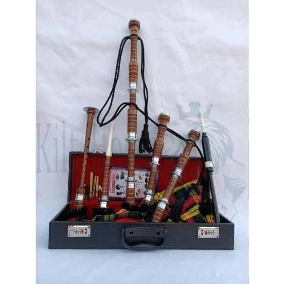 Buchanan Tartan Natural Finish Bagpipe Set
