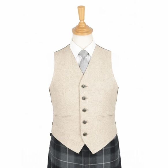 Scottish Wedding Groom Oatmeal Beige & Cream Argyle Jacket