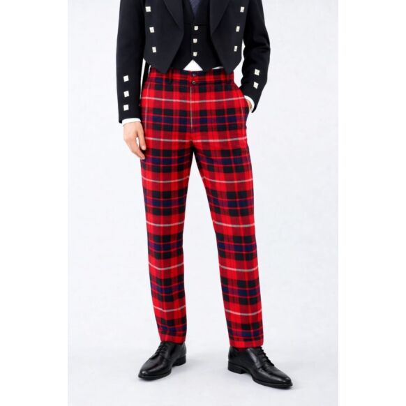 Custom Made Beautiful Fraser Red Modern Tartan Trouser