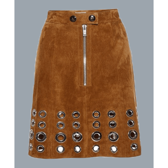 Beautiful Brown Leather Utility Skirt For Women