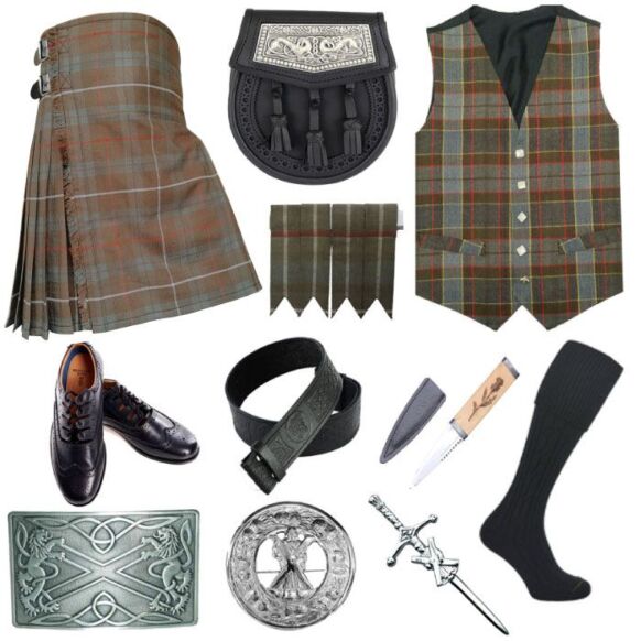 Fraser Weathered Tartan Kilt And Accessories Deal