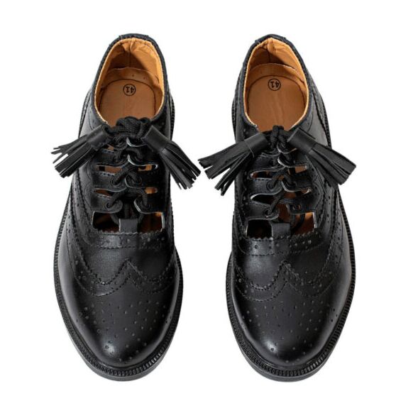 Ghillie Brogues Black Leather Ghillie Brogues