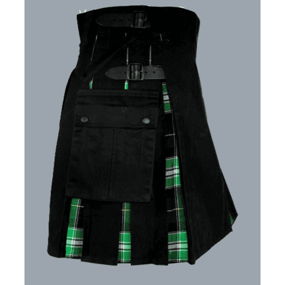 Black And Green Hybrid Kilt With Your Own Tartan,