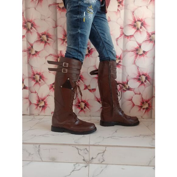 Leather pride long kilt boots