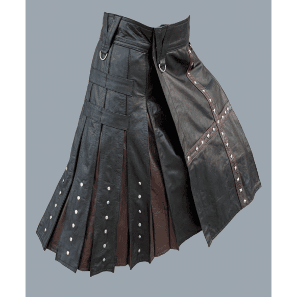 New Fashion Black And Brown Leather Kilt