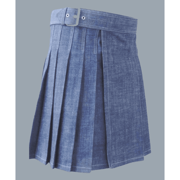 Light Blue Denim Kilt For Men