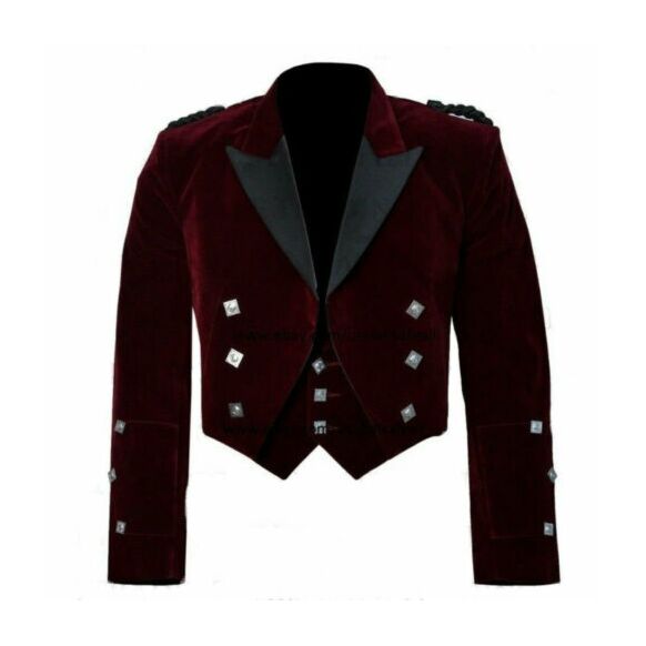 Men Scottish Custom Prince Charlie Velvet Jacket