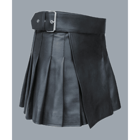 Black Women Leather Utility Kilt
