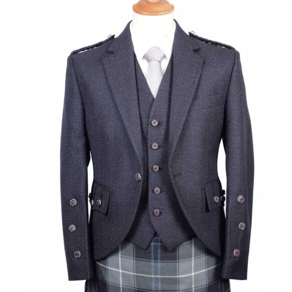 Dark Grey Beautiful Argyle Jacket And Vest