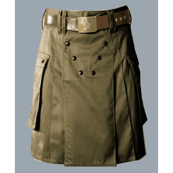 Olive green drilled cotton Men kilt