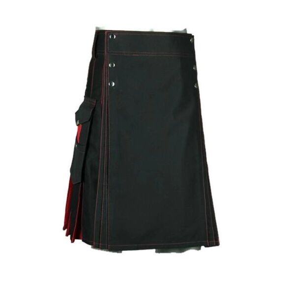 Black And Red Men Hybrid Kilt