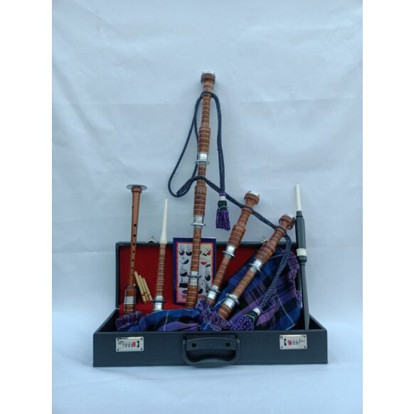 Pride Of Scotland Tartan Natural Finish Bagpipe Set