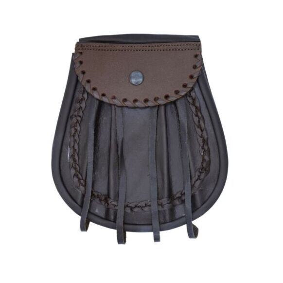 Scottish Brown Leather Sporran with Chain & Belt