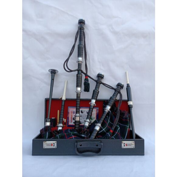 Mackenzie Tartan Black Finish Bagpipe Set