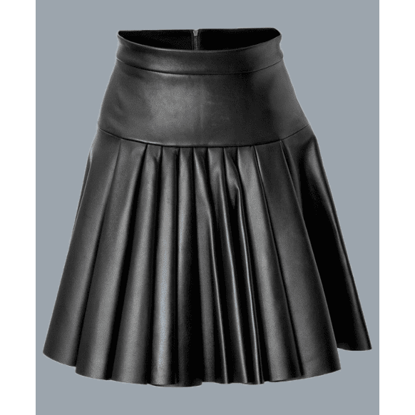 Women's Black Leather Kilt