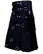 Black Long Fashion Utility Kilt