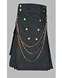 black utility kilt with golden chain