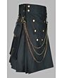 black utility kilt with golden chain