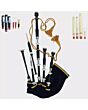 Scottish Highland Traditional Black Finish With White Mounts Bagpipe Set 