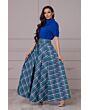 Women Fashion Aqua Tartan Skirt 